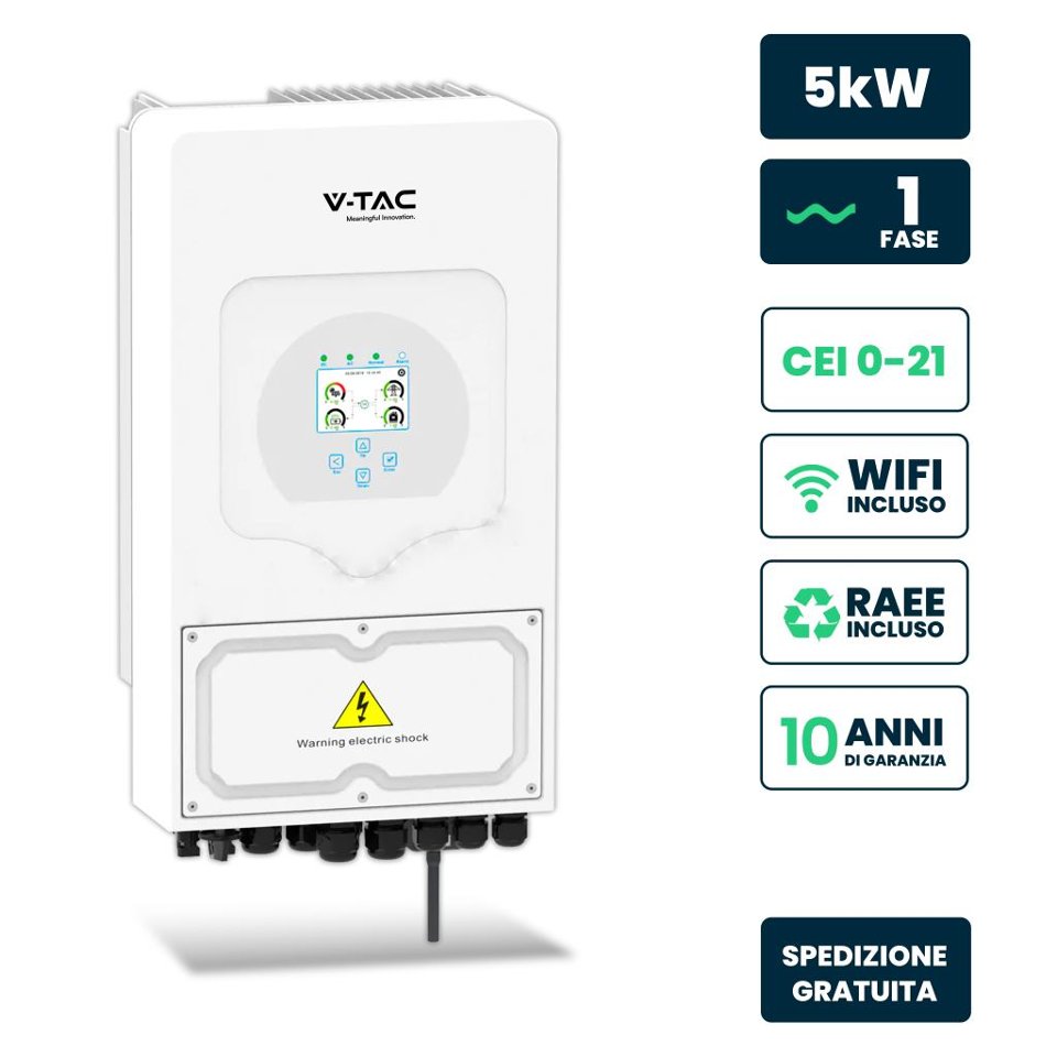 Kit Fotovoltaico 5 kW monofase con accumulo 5,12 kWh vtac 5 kW Deye