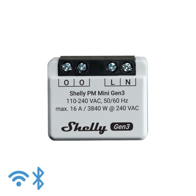 Mini Relè SMART WiFi/Bt 1 Canale con Misuratore Consumi Shelly