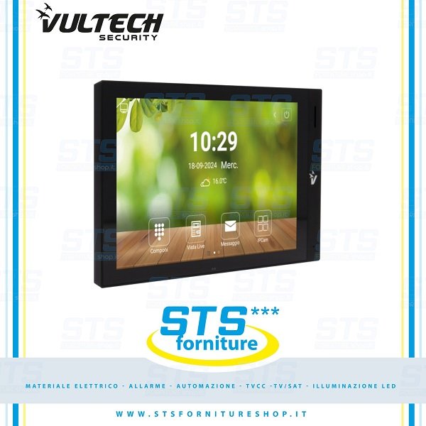 Monitor IP Android videocitofono da interno 10,1” IPS LCD 1280x800 con Wifi colore Nero Intercom Vultech Security