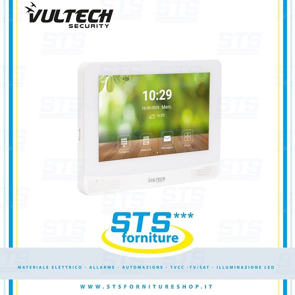 Monitor IP Android videocitofono da interno 7” IPS LCD con Wifi colore Bianco Intercom Vultech Security