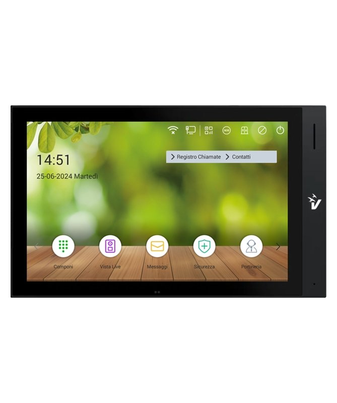 Monitor IP Android videocitofono da interno 10,1” IPS LCD 1280x800 con Wifi colore Nero Intercom Vultech Security