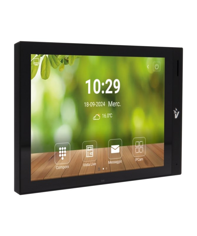 Monitor IP Android videocitofono da interno 10,1” IPS LCD 1280x800 con Wifi colore Nero Intercom Vultech Security