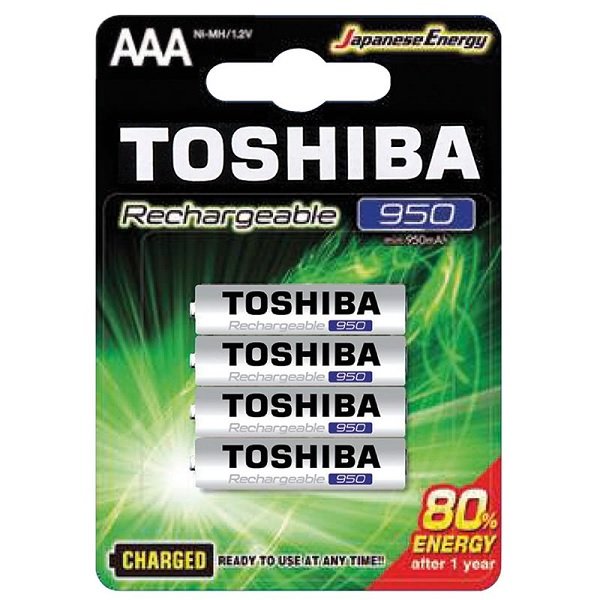 Batteria MiniStilo Ricaricabili 900mAh 4pz Toshiba