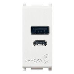 Presa USB A+C 5V 2,4A 1M bianco Vimar