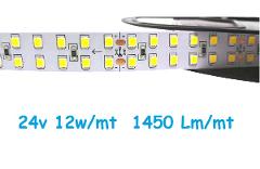 Strip LED 24V 2835 240 Led/mt 12w/mt Luce Calda