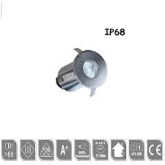 Faretto Incasso 3w Mini Spot Satinato Luce Calda 175 Lumen IP68 Poliplast