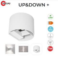 Applique LED Up & Down 10w Luce Calda Tondo Bidirezionale IP65 Bianco 800 Lumen Century