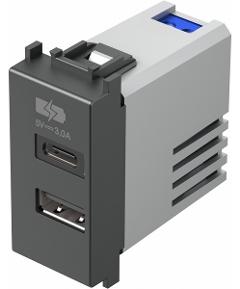 Alimentatore 5v 1 USB, 1 Type C 3A 1 Modulo Antracite TEM