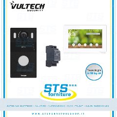 Kit Villa 2 fili by ip con postazione da esterno 1 tasto + Postazione interna 7 Pollici Linux + alim vultech Security