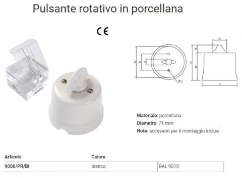 Pulsante Rotativo Porcellana Bianco FAI 9006/PR/BI