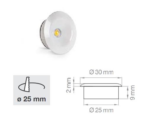 Faretto LED Incasso 350Ma 1w Bianco Luce 4000k
