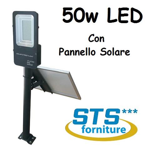 Armatura Stradale LED 50w Luce natura con Pannello Solare