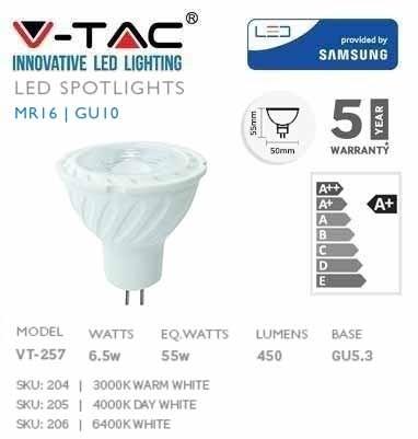 Lampada Led 6,5W 12v 110° Luce Calda 450 Lumen Samsung