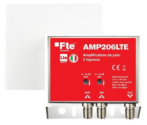 Amplificatore Antenna 2 Ingressi BIII+UHF 34dB 1 Uscita FTE Maximal