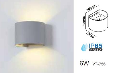 Applique LED 6w Luce Natura doppia emissione Regolabile IP65 Bianco V-TAC VT-756