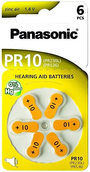 Batteria Zinc Air PR10 75mA per apparecchi acustici Panasonic