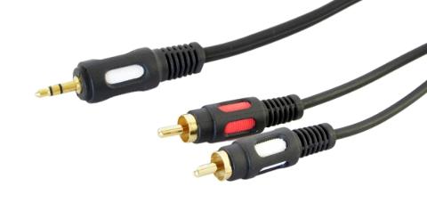 Cavo 1 Spina Jack 3,5mm a 2 Spine RCA Maschio 1,5mt