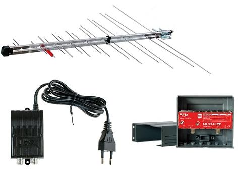 Kit Logaritma 345LTE + Alimentatore 300mA + Amplificatore 22dB FTE Maximal