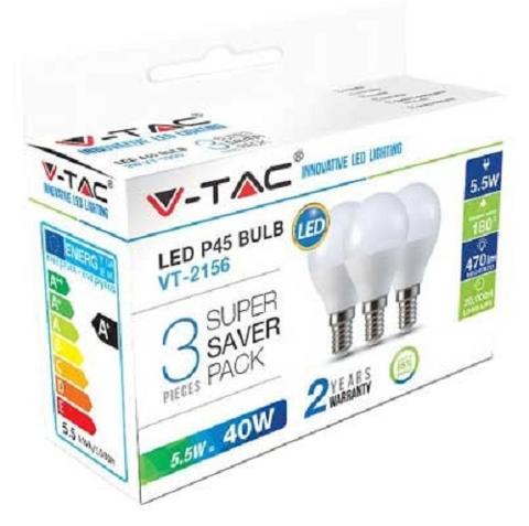 Sfera LED 5,5w E14 Luce Calda Pacco 3pz