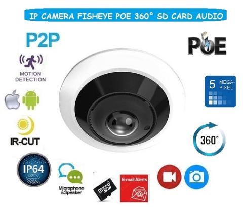 Telecamera IP Fisheye 1.1mm 5Mp H265 POE USATA Videostar 4IPFD53P5