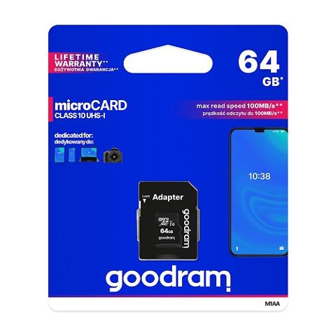 Micro SD Class 10 64Gb + Adattatore Goodram