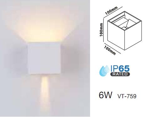 Applique LED 6w Luce Calda doppia emissione Regolabile IP65 Nero V-TAC