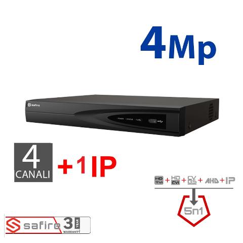 XVR 5in1 4 Canali + 1 IP 4 Megapixel con Riconoscimento Facciale SAFIRE