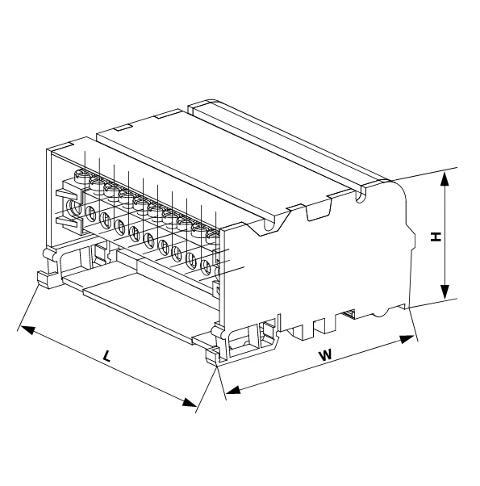 Morsettiera Distribuzione 4x80A per Barra DIN 4 Moduli TrACON FLSO16-4P16