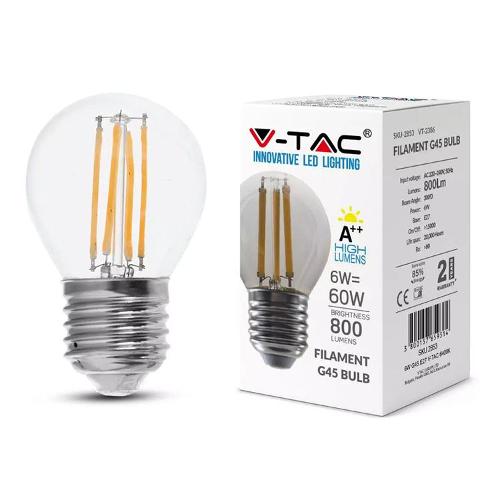 Lampada Goccia LED a Filamento E27 6w Luce Calda 780 Lumen V-TAC