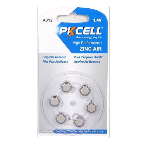 Batteria Zinc Air A312 per apparecchi acustici PKCell