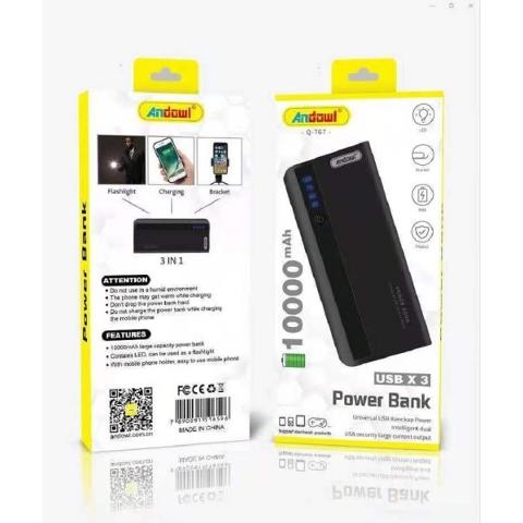Power Bank 10000mAh Nero con indicatore carica Andowl