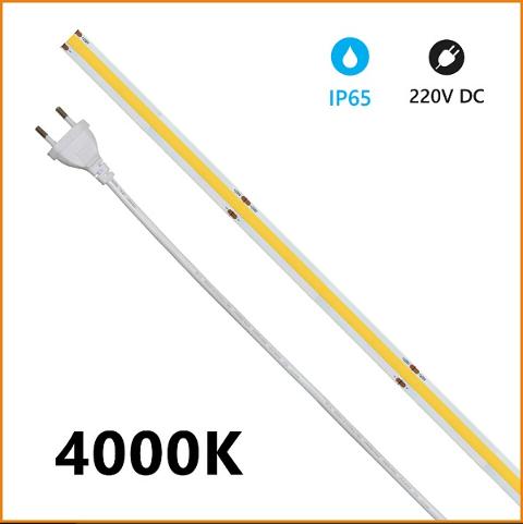 Strip LED COB 230V 15w/mt Luce Natura 1300 Lumen/mt IP65 Alcapower