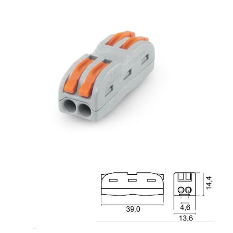 Connettore Rapido Serrafilo 2 poli Passanti Sezione conduttori 0,08-4 mm Alpha Elettronica