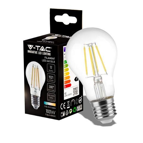 Lampada Goccia LED a Filamento E27 12w Luce Fredda v-TAC