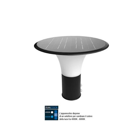 Lampione Solare Testa Palo 15w Dualcolor 1900 Lumen Marzia Palo 60 Poliplast
