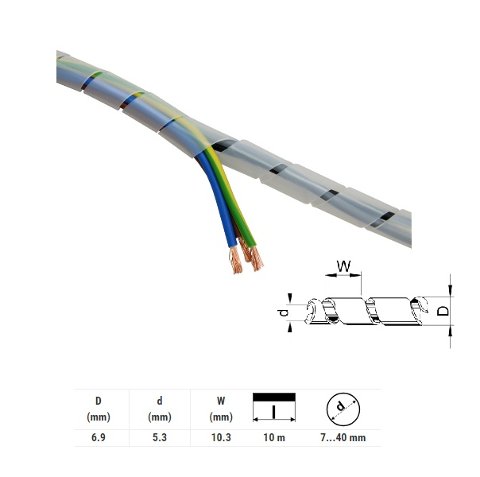 Spiralina Avvolgi Cavo Bianca 7-40mm *(prezzo mt)