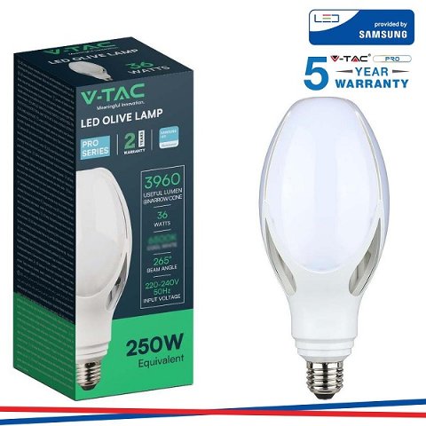 Lampada Led Ovale 36w E27 Luce Natura Samsung V-TAC