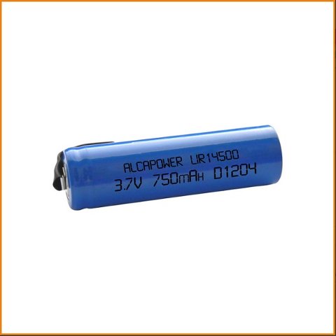 Batterie AA Li-Ion 14500 750mA 3,7V con Terminali a Saldare Alcapower