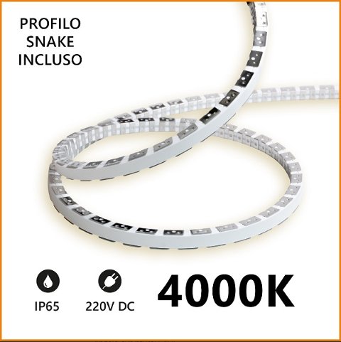 Striscia LED Snake Flex 5m IP65 230V 4000K 11W/m Alcapower