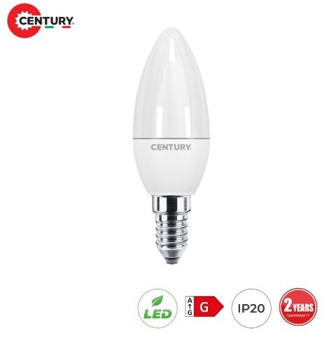 Lampada Candela Led 6w E14 Luce Natura 490 Lumen Century