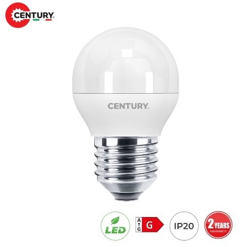 Lampada Mini Sfera Led 8w E27 Luce Fredda 806 Lumen Century