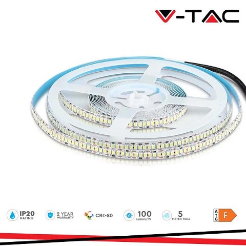 Strip LED 2835 IP20 240 Led/mt 20w/mt Luce Calda 12V