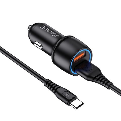 Caricabatterie per auto 2xUSB con cavo USB type C Jokade