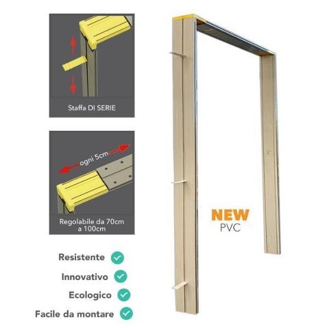 Controtelaio PVC Regolabile 70-100cm Spessore 10,5cm Pratiko