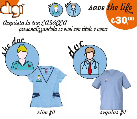 Casacca Sanitaria SHE DOC e DOC Workteam personalizzato