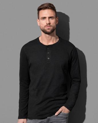 T-shirt manica lunga con bottoni