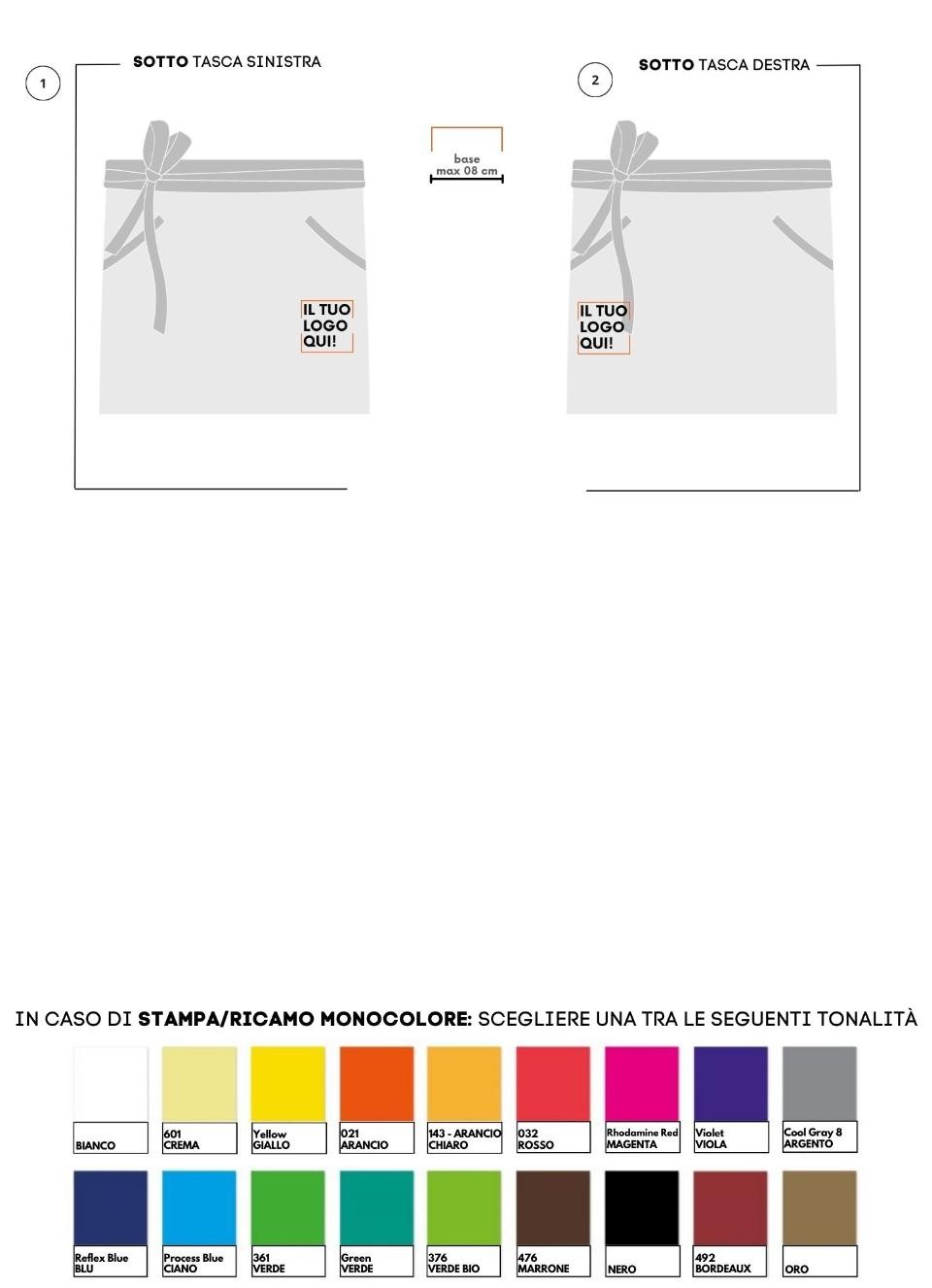 Grembiule bar corto bicolor 100% cotone