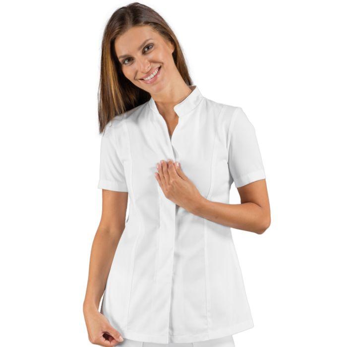 Casacca da lavoro donna con dettaglio lurex bicolore con bottoni (100% poliestere)