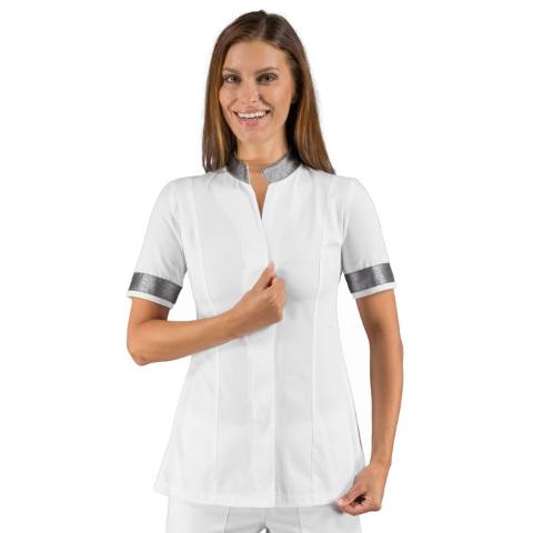 Casacca da lavoro donna con dettaglio lurex bicolore con bottoni