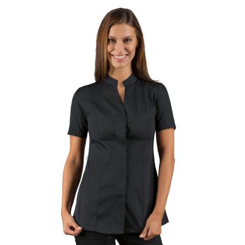 Casacca da lavoro donna con dettaglio lurex bicolore con bottoni (100% poliestere)